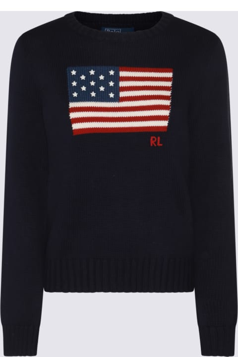 Sweaters for Women Ralph Lauren Navy Blue, Red And White Cotton Jumper