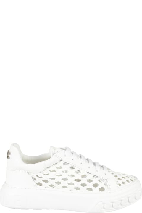 Casadei for Women Casadei Perforated Leather Sneaker With Maxi Logo