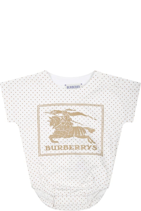 Fashion for Baby Girls Burberry White Babies Outfit With All-over Logo And Polka Dots