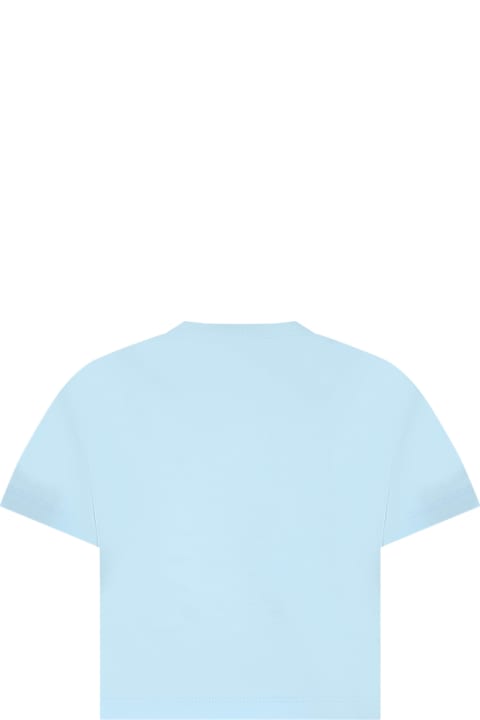 Marni T-Shirts & Polo Shirts for Girls Marni Light Blue Crop T-shirt For Girl With Logo