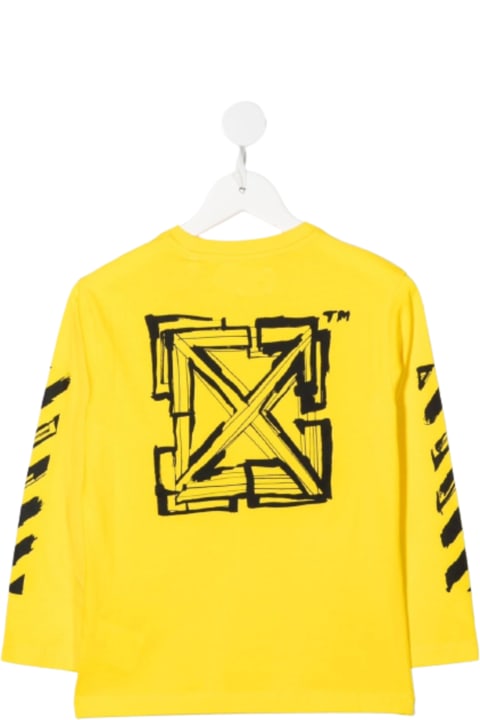 Yellow Cotton T-shirt With Black Print