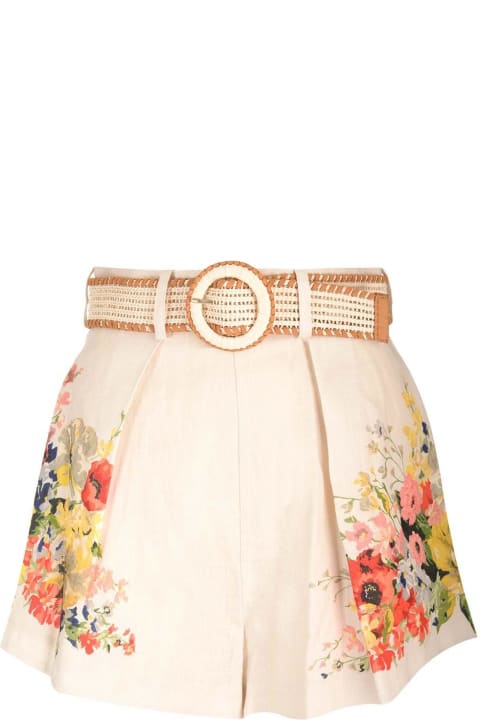 Zimmermann Pants & Shorts for Women Zimmermann Alight Floral Printed Belted Tuck Shors