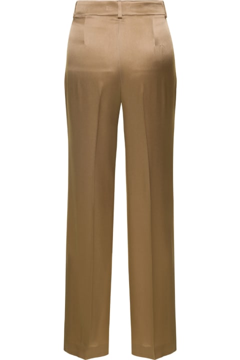 Alberta Ferretti for Women Alberta Ferretti Light Brown Straight Medium Waist Pants In Silk Blend Woman