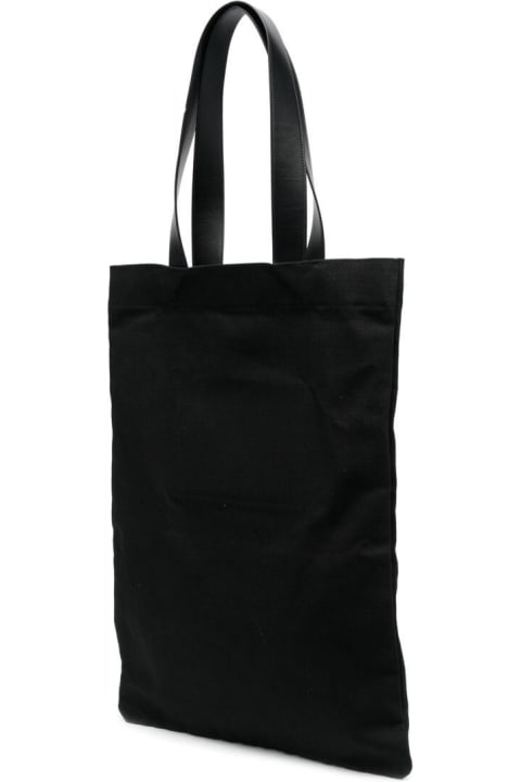Totes for Men Jil Sander Black Tote Bag With Logo Print In Canvas Woman