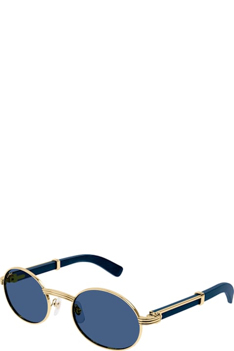 Cartier Eyewear Eyewear for Men Cartier Eyewear Cartier Ct0464s Première De Cartier 004 Gold Blue Sunglasses