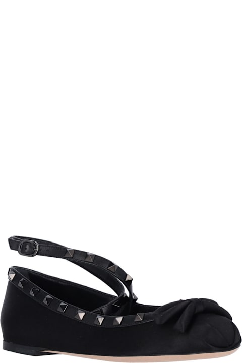 Flat Shoes for Women Valentino Garavani "rockstud" Satin Ballet Flats