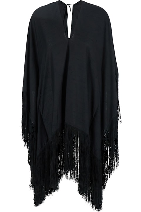 Homeware Taller Marmo Black Kaftan With V Neck And Scarf Detail In Viscose Blend Woman