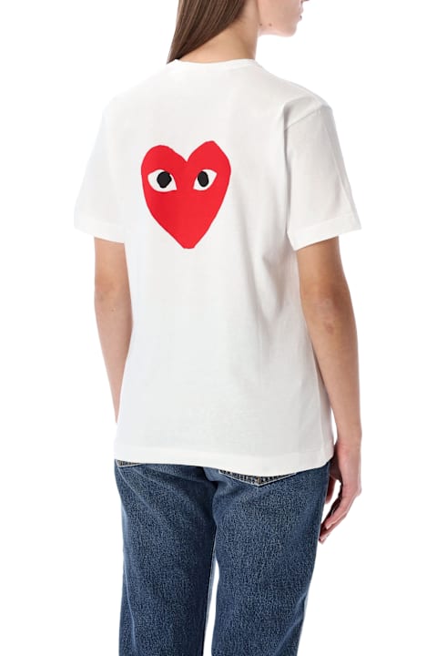 インテリア Comme des Garçons Play Comme Des Garçons Play White Cotton T-shirt With Double Heart