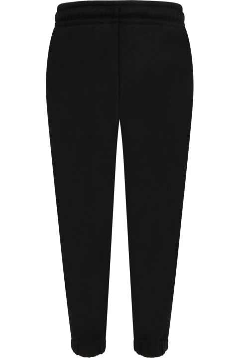 Black Sweatpants For Kids With Silver Logo