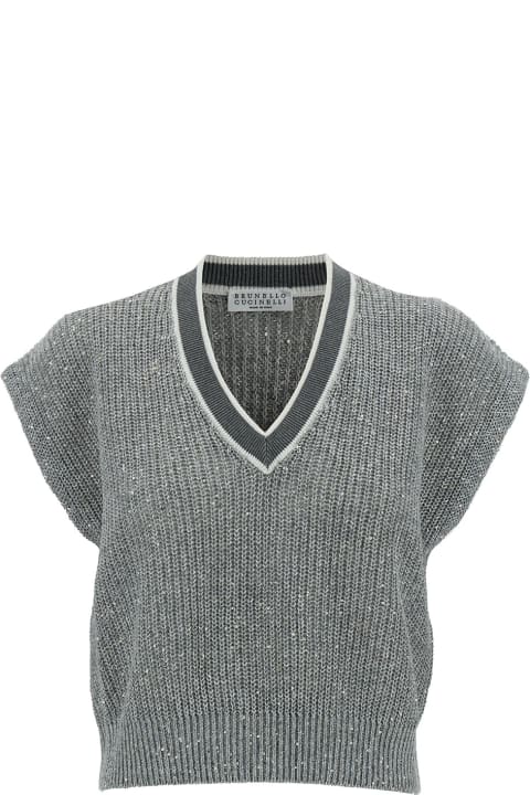 Sweaters for Women Brunello Cucinelli Sequin-embellished V-neck Vest