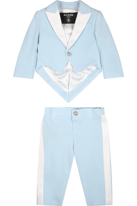 Elegant Sky Blue Suit For Baby Boy With Logo