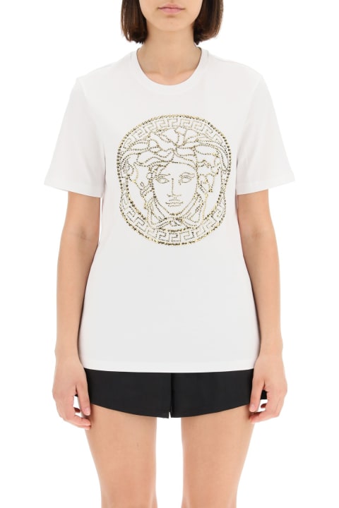 Medusa T-shirt With Studs And Rhinestones
