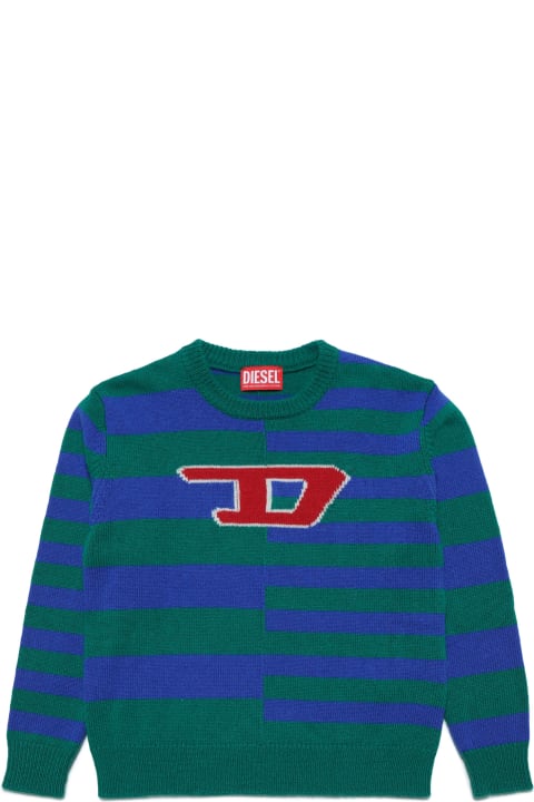 Diesel سترات وبلوزات ثقيلة لـ أولاد Diesel Kemply Knitwear Wool-blend Striped Logo Sweater