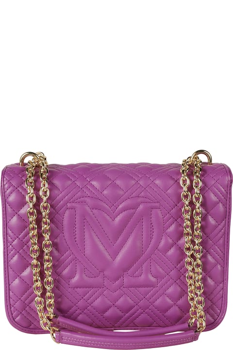 Love Moschino for Women Love Moschino Logo Embossed Quilted Chain Shoulder Bag