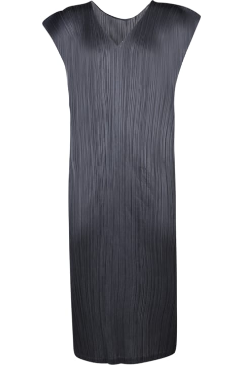 Issey Miyake Dresses for Women Issey Miyake Pleats Please Dark Grey Long Dress