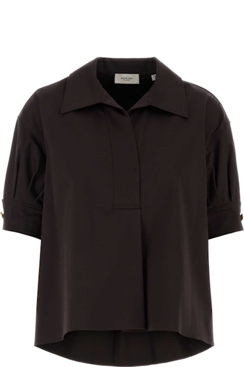 Agnona for Men Agnona Chocolate Stretch Cotton Blouse