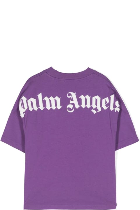 Fashion for Men Palm Angels Purple T-shirt With Classic Logo