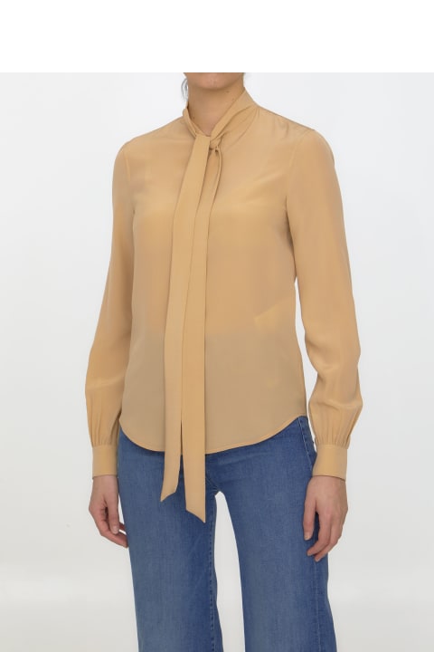 Saint Laurent for Women Saint Laurent Bow Collar Plain Shirt