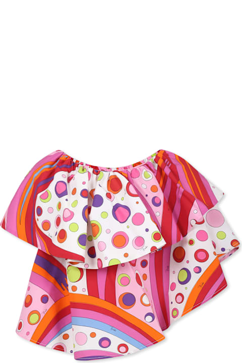 Pucci for Girls Pucci Multicolor Top For Girl With Marble Print