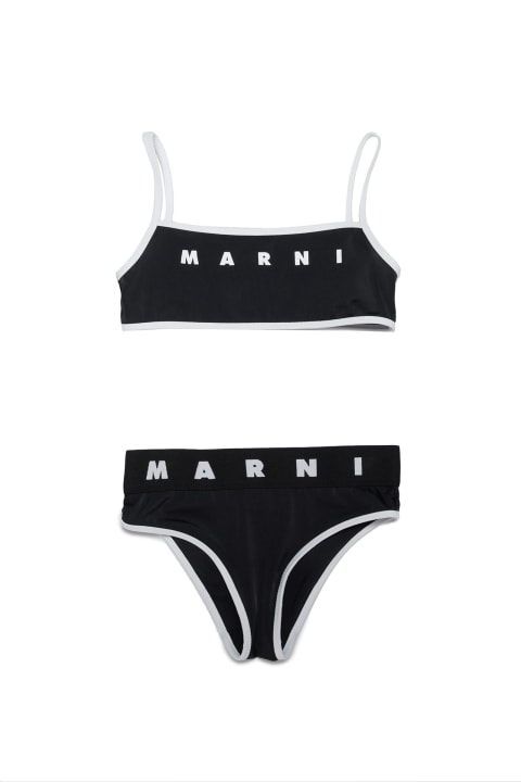 Mm8f Swimsuit Marni Black Bikini Costume In Lycra With Logo