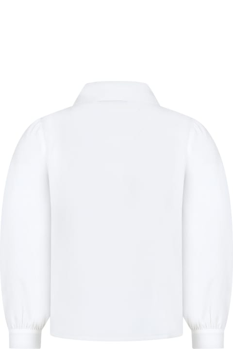 Simonetta Shirts for Girls Simonetta White Shirt For Girl With Bow