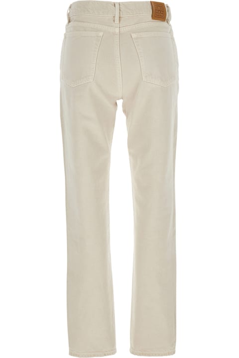 Homeware Totême White Jeans With Belt Loops And Logo Patch On The Rear In Denim Woman