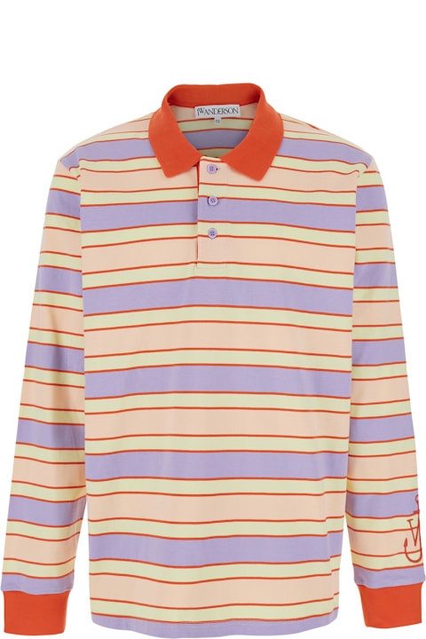 Homeware J.W. Anderson Multicolor Polo Shirt With Logo Embroidery On The Sleeve And All-over Striped Motif In Cotton Man