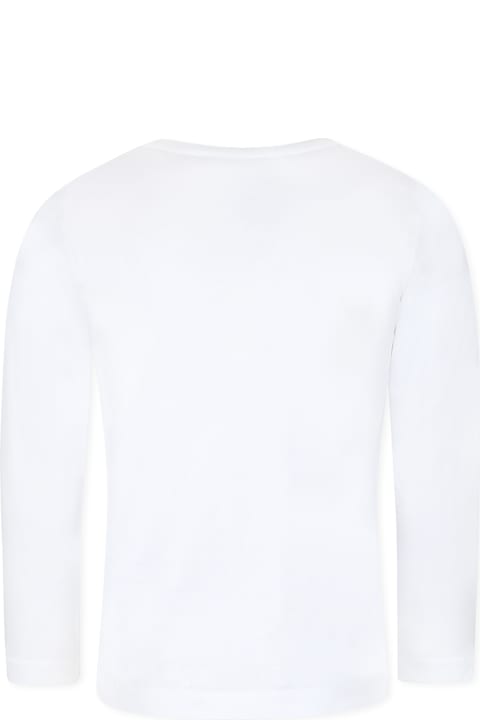 Missoni قمصان بياقة دائرية وقمصان البولو لـ بنات Missoni White T-shirt For Girl With Logo