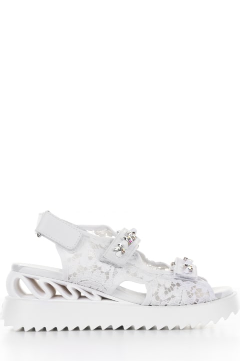 Fashion for Women Le Silla Sandal In White Lace And Rhinestones