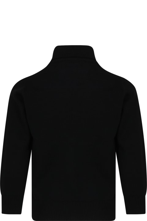 Homeware Stone Island Junior Black Turtleneck For Boy With Compass
