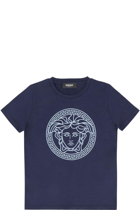 Topwear for Boys Versace Medusa Head-printed Crewneck T-shirt