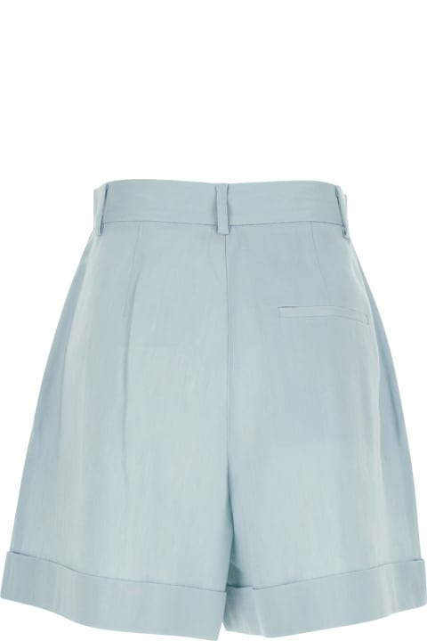 The Andamane Clothing for Women The Andamane Light Blue Shorts With Pinces In Linen Blend Woman