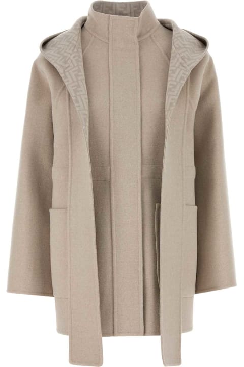 Coats & Jackets for Women Fendi Sand Wool Blend Parka