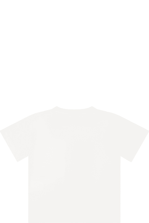 Topwear for Baby Boys Stella McCartney Kids White T-shirt For Baby Boy With Hamburger Print