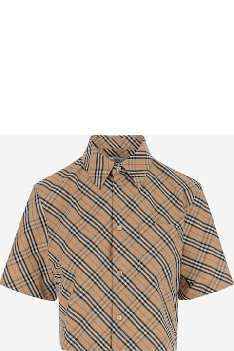 Topwear for Women Burberry Cotton Crop Shirt With Check Pattern