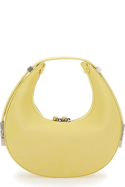 Homeware OSOI 
mini Toni
 Yellow Shoulder Bag With Engraved Logo In Leather Woman