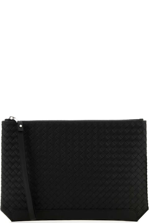 Fashion for Men Bottega Veneta Black Leather Intrecciato Clutch