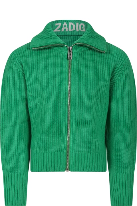 Zadig & Voltaire Sweaters & Sweatshirts for Girls Zadig & Voltaire Green Cardigan For Girl