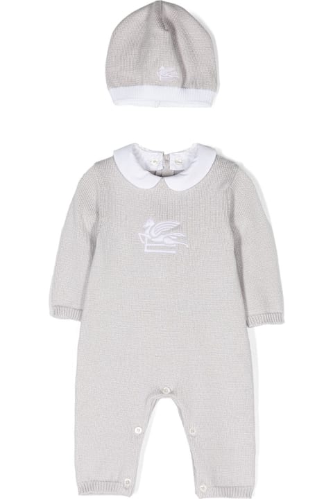 Fashion for Baby Girls Etro 2- Piece Set With Grey Playsuit And Beanie With Logo