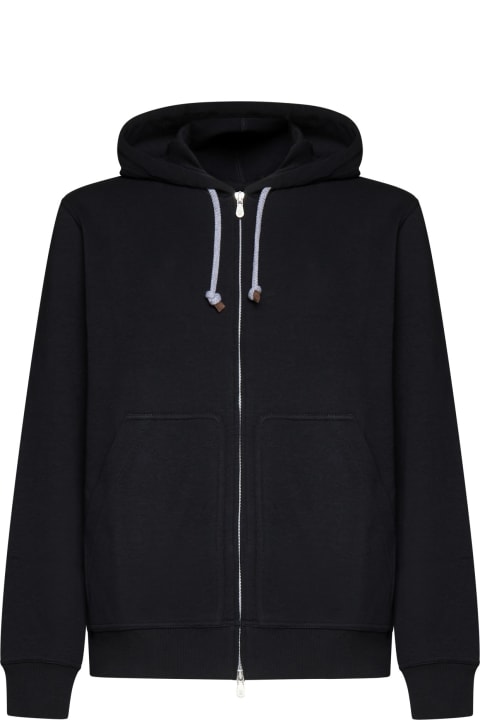 Brunello Cucinelli Clothing for Men Brunello Cucinelli Techno Cotton Interlock Zip-front Hooded Sweatshirt