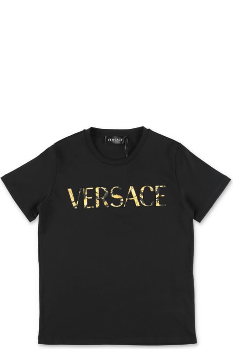 Versace Topwear for Boys Versace Versace T-shirt Nera In Jersey Di Cotone Bambino