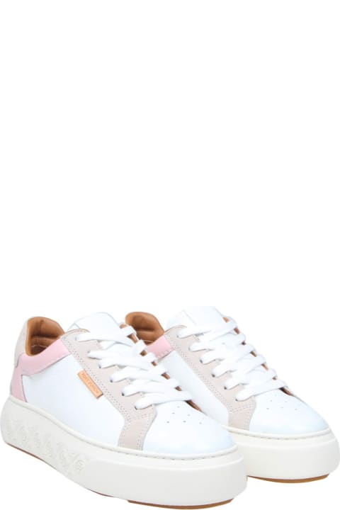 Wedges for Women Tory Burch Ladybug Sneakers In White And Pink Leather