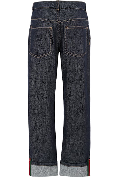 Homeware Gucci Denim Jeans For Kids With Web Detail