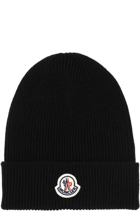 Moncler Hats for Men Moncler Black Wool Beanie Hat