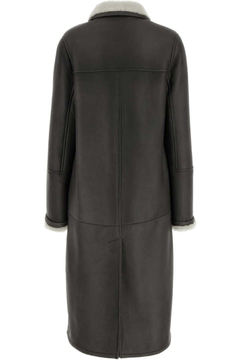 Coats & Jackets for Women Prada Dark Grey Shearling Coat