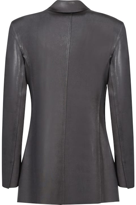 Norma Kamali Coats & Jackets for Women Norma Kamali Dark Grey Faux Leather Jacket