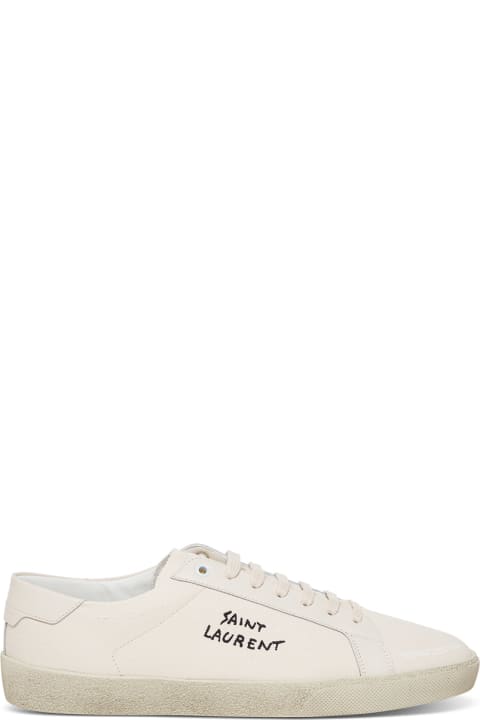 White Low Top Sneakers With Logo In Cotton Woman