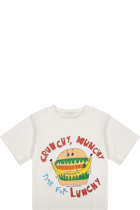 Stella McCartney Kids T-Shirts & Polo Shirts for Girls Stella McCartney Kids White T-shirt For Baby Boy With Hamburger Print