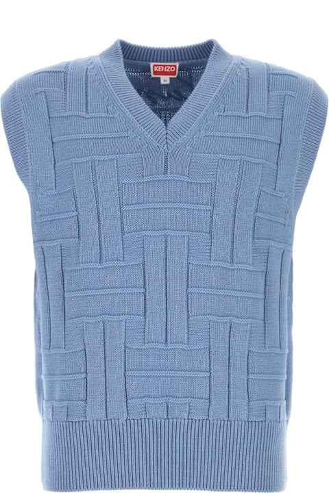 Kenzo Sweaters for Men Kenzo Cerulean Blue Cotton Vest