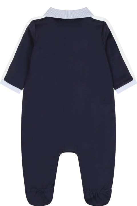 Fashion for Baby Boys Hugo Boss Blue Cotton Babygrow For Baby Boy With Logo